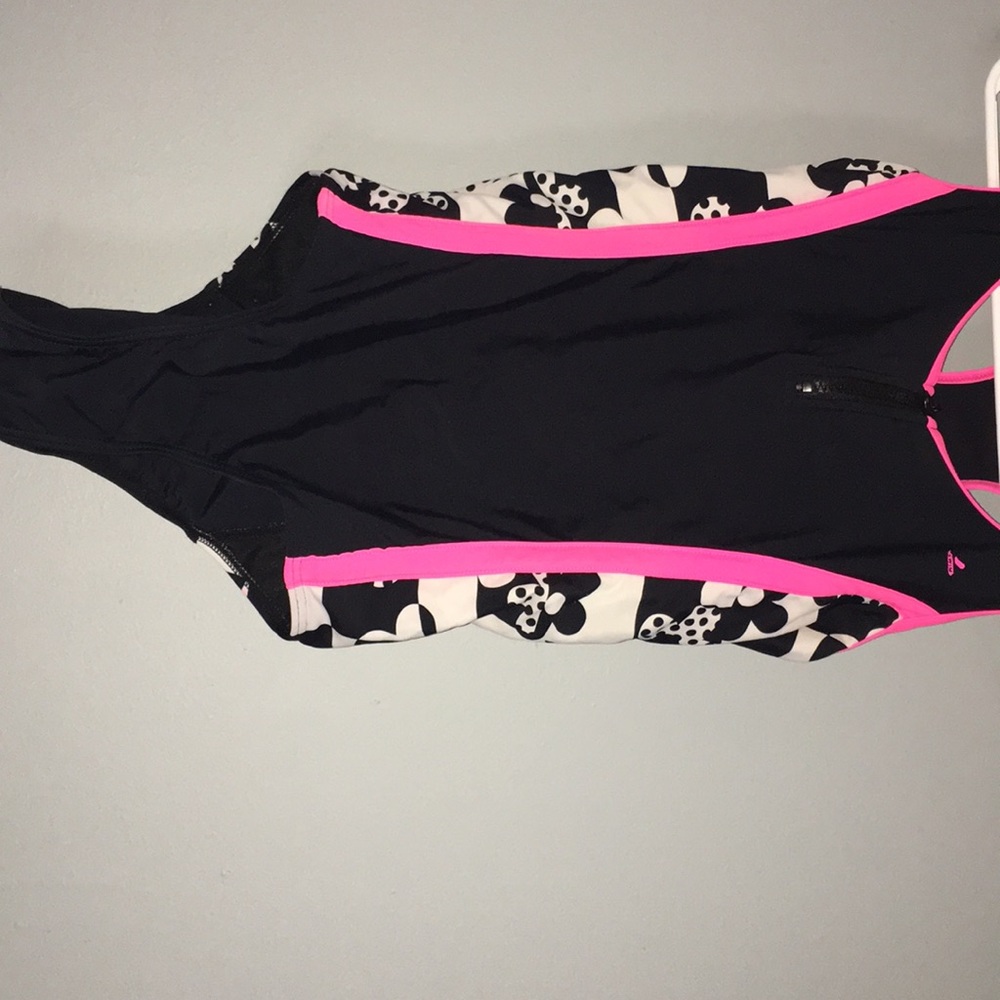 One piece, open back bathing suit